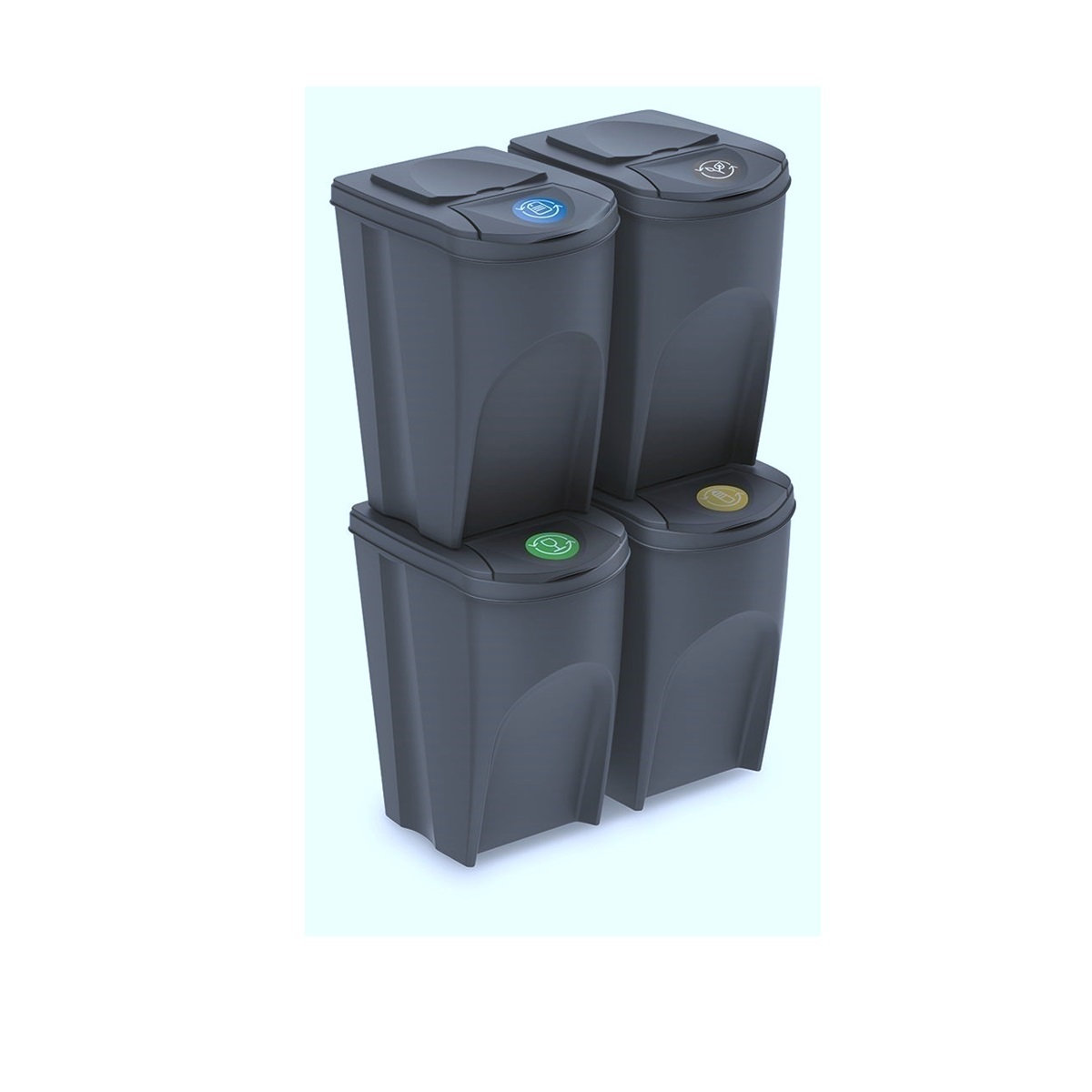 Sada 4 odpadkových košov SORTIBOX recyklovaná černá objem 4x35L