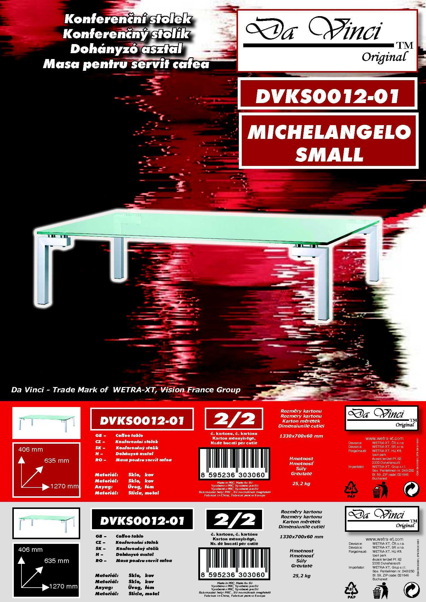 Michelangelo small - konferenčný stolík, sklo