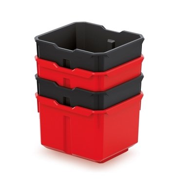 Sada 4 plastových boxov na náradie X BLOCK BOX 157x140x210 čierne / červené