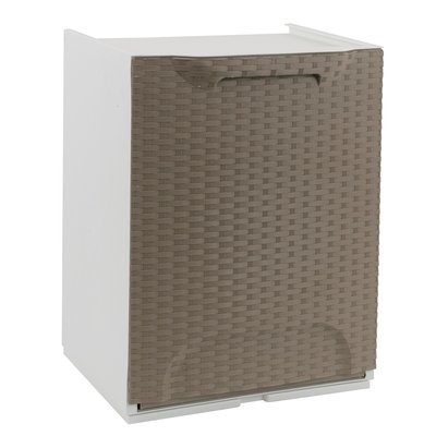 Úložný box / kôš výklopný RATTAN taupe / biely 34x29x47 cm