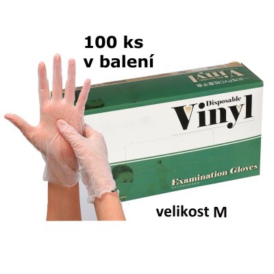 Jednorazové rukavice Vinylové, 100ks vel.M